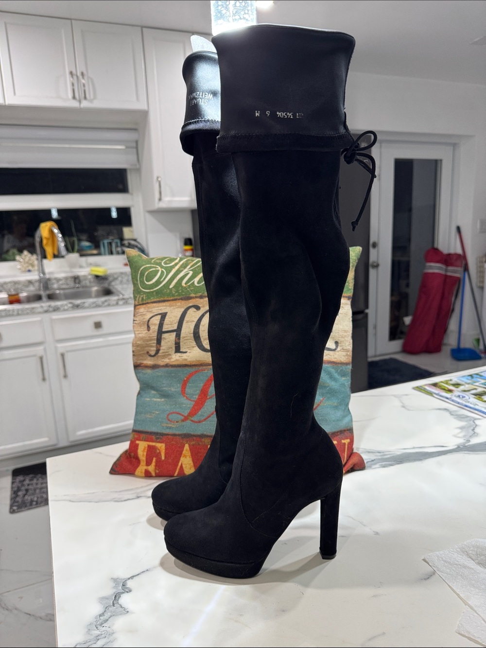 Stuart Weitzman Black Over-the-Knee Suede High Heel Boots